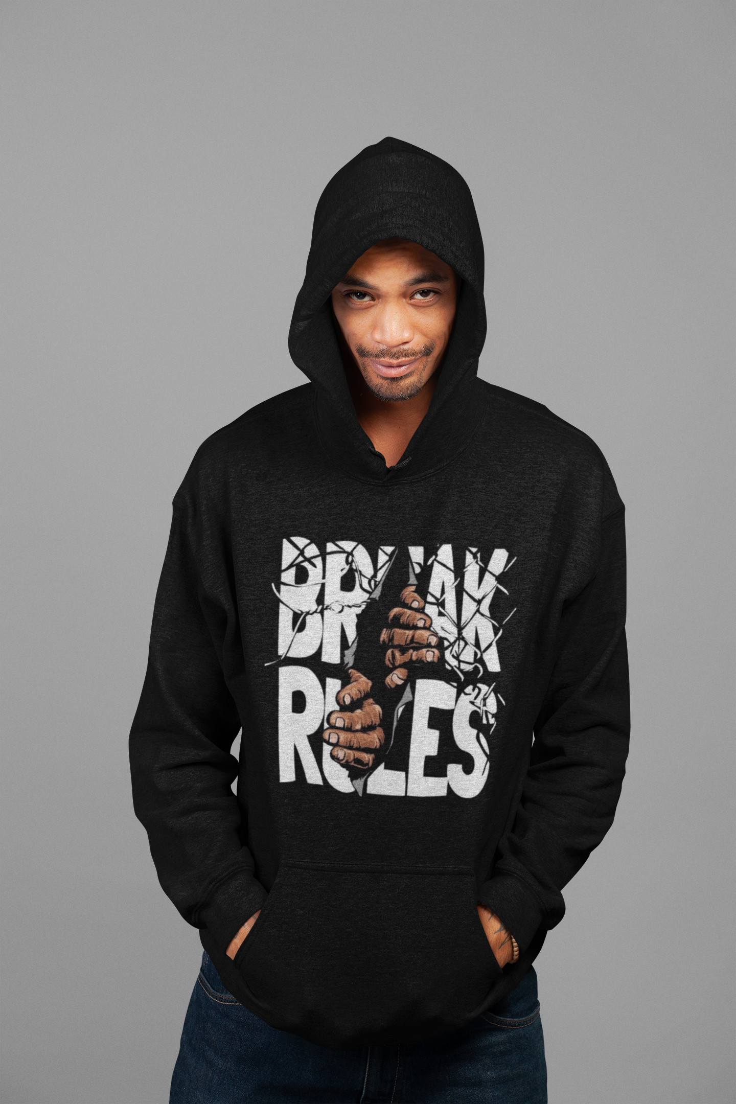 Men's 50% Cotton 50% Polyester BREAK RULES Hoodie