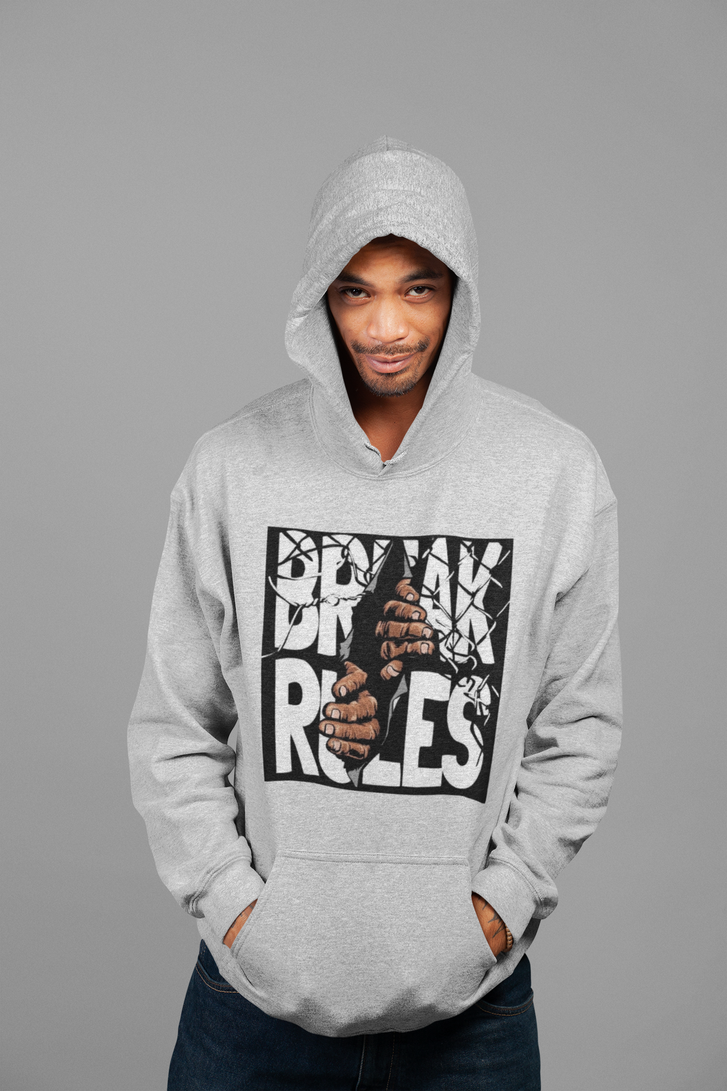 Men's 50% Cotton 50% Polyester BREAK RULES Hoodie